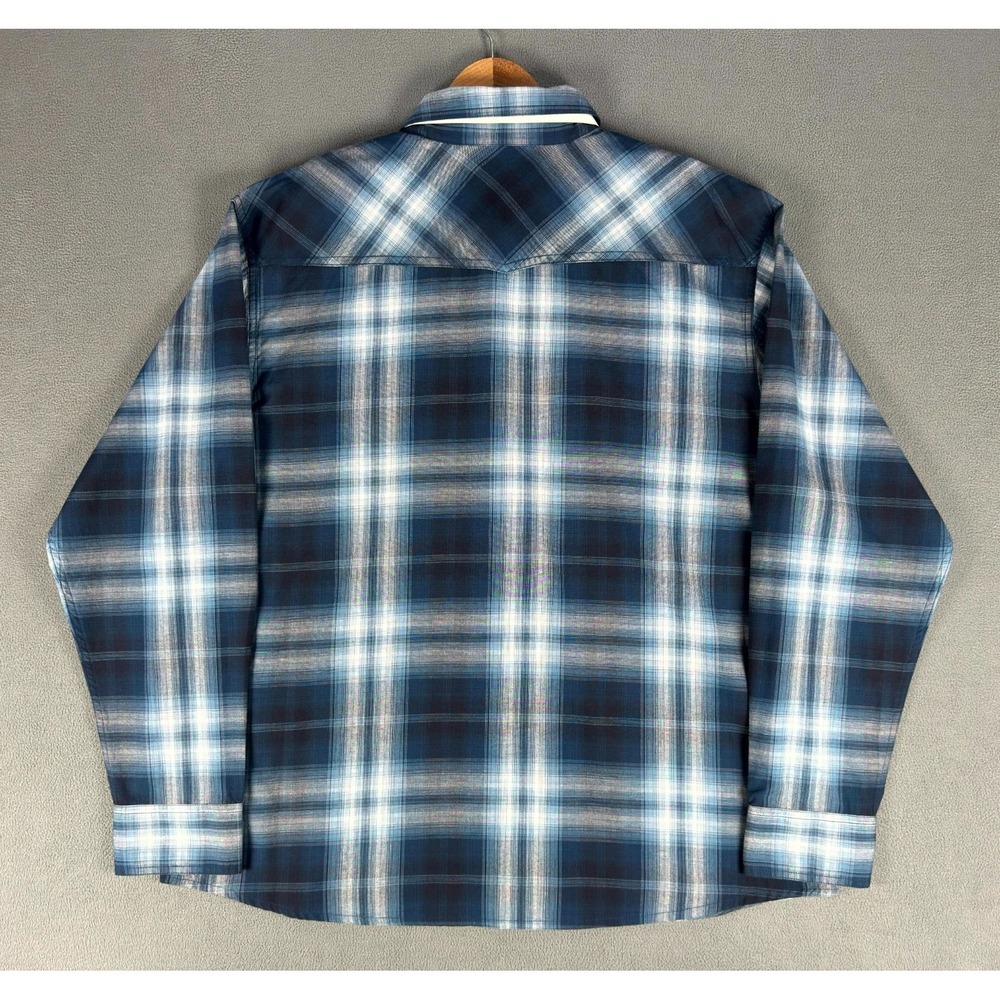 Ariat Pearl Snap Shirt 2XL Blue White Retro Slim Fit Habel Western Cowboy New - Picture 3 of 11